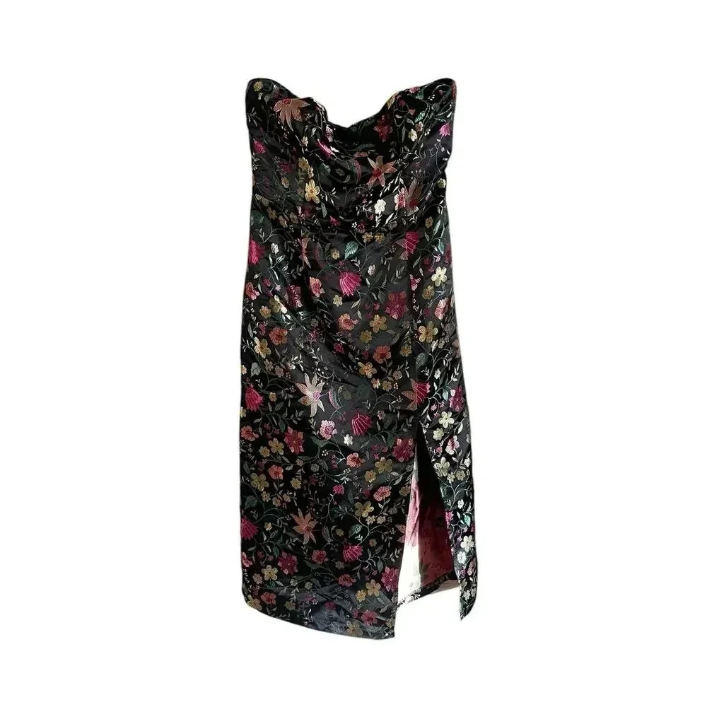 Lulu's Floral Black Midi Dress